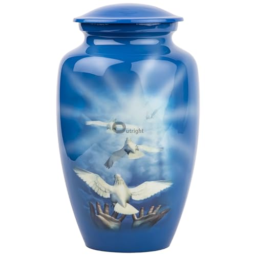 OUTRIGHT Printed Landscape Dove Funeral Cremation Urn for Human Ashes Adults (Flying Dove, Adult 250lbs), Blue - Artificial Flower Arrangements Product: OUTRIGHT Printed Landscape Dove Funeral Cremation Urn for Human Ashes Adults (Flying Dove, Adult 250lbs), Blue