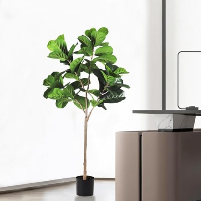 Product: ECOOPTS 5FT Artificial Fiddle Leaf Fig Tree Fake Ficus Lyrata Plants with Plastic Nursery Pot Artificial Trees for Garden Indoor Outdoor Decor (1 Pack)
