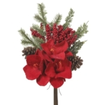 Product: SilksAreForever 18" Artificial Amaryllis Flower, Pinecone & Pine Stem Bundle -Red (Pack of 6)