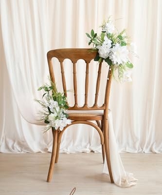 Product: Ling's Moment 2 White Wedding Artificial Floral Swag Welcome Sign Flowers Backdrop Garland Lily Green for Ceremony Reception Door Wall Easel Home Decoration Entryway Faux Outdoor Board Table Decor