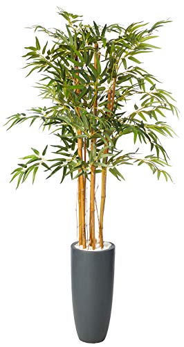 Product: Nearly Natural 5ft. Bamboo Artificial Tree in Gray Cylinder Planter