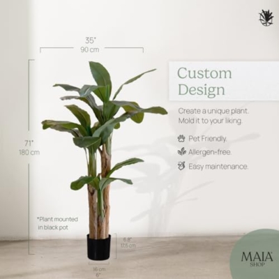 Product: Maia Shop 6ft Artificial Banana Tree Plant for House, Apartment or Office – Realistic Fake Indoor Plants for Living Room, Kitchen, Bedroom, Entryway or Bathroom – Faux Greenery for Home Décor