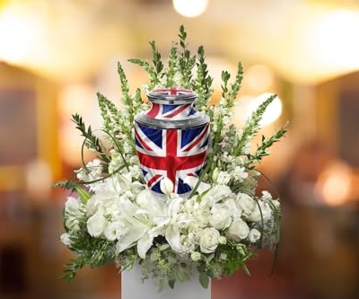 Product: UK Flag Cremation Urn for Human Ashes for Funeral, Burial or Home. Cremation Urns for Ashes Adult Male Large Urns for Dad and Cremation Urns for Human Ashes XL Large & Small Military & Veteran