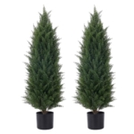 Product: 3.5ft Artificial Cedar Topiary Tree Potted Plants with UV Resistant Leaves for Home and Office Decoration-2 Piece Set