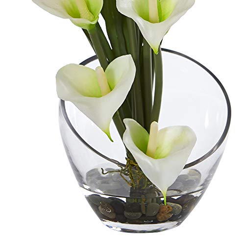 Product: Nearly Natural 15.5in. Calla Lily and Grass Artificial Arrangement in Vase, Cream