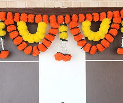 Product: Vibrant S2S® Reusable Red Marigold Flowers Door Toran - Perfect for Festive Decor