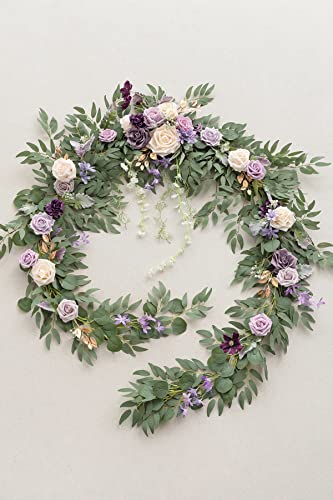 Silky Flower Store 9FT Faux Eucalyptus Willow Garland, Lilac Gold Wedding Arch Mantel Sweetheart Table Decor, 9FT 7 7 Product: Ling's Moment 9FT Flower Garland for Backdrop Decorations - Wedding Arch Flowers, Eucalyptus & Rose, Artificial Floral Garland for Mantel - Sweetheart Table Decor for Ceremony Reception, Lilac & Gold