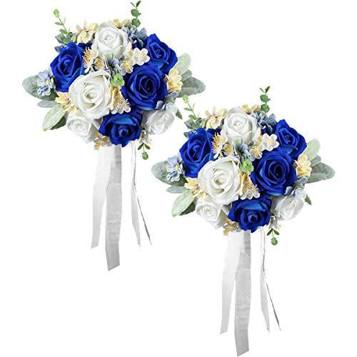 Rinlong Set of 2 Blue Wedding Bouquet for Bridesmaid Artificial Winter Royal Navy Blue Silk Bridesmaids Bouquet Wedding Prom Night Bouquets - Artificial Flower Arrangements Product: Rinlong Set of 2 Blue Wedding Bouquet for Bridesmaid Artificial Winter Royal Navy Blue Silk Bridesmaids Bouquet Wedding Prom Night Bouquets