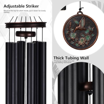 Product: Vanquer Large Wind Chimes for Outside Deep Tone - 46'' Wind Chimes Outdoor Clearance, Windchimes Outdoors, Hummingbird Wind Chime,Sympathy Gift, Patio, Home Décor, Vintage Black (46" Hummingbird)