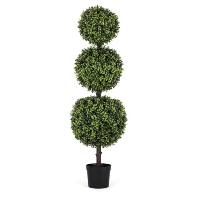 Product: Bornbridge Artificial English Boxwood Topiary Ball Tree - 4' English Boxwood Ball Tree - Indoor/Outdoor Topiary Trees - Artificial Outdoor Plants - Lifelike English Boxwood Plant (2 Pack)