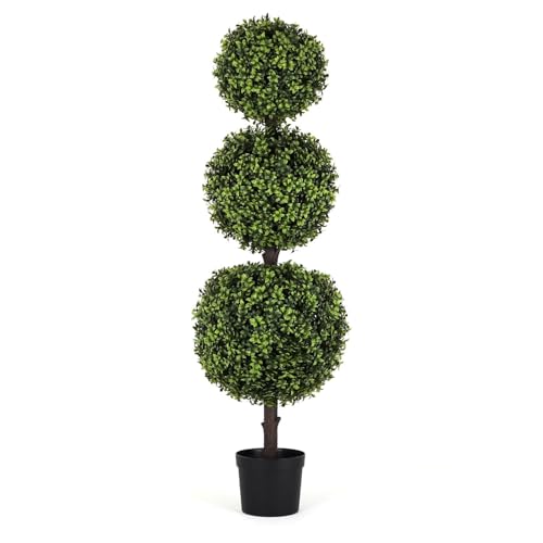Product: Bornbridge Artificial English Boxwood Topiary Ball Tree - 4' English Boxwood Ball Tree - Indoor/Outdoor Topiary Trees - Artificial Outdoor Plants - Lifelike English Boxwood Plant (2 Pack)