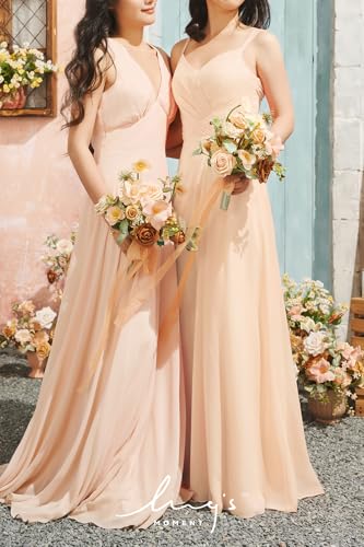 Product: Ling's Moment Artificial Flowers Apricot and Peach Bridesmaid Bouquet Set of 4, Peach Wedding Flowers Bouquets for Bridesmaids, 7 Inch Bridal Bouquets for Bridesmaids, Wedding, etc