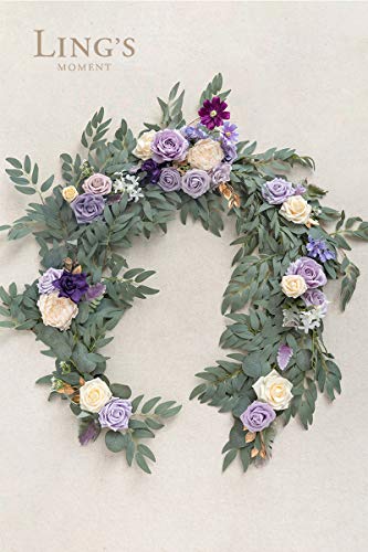 Silky Flower Store Eucalyptus Rose Flower Garland, Lilac Lavender Sweetheart Table Decor, Artificial Silk Garland 6FT 7 7 Product: Ling's Moment Flower Garland - 6FT Eucalyptus & Rose - Sweetheart Table Decor for Wedding Reception, Artificial Floral Garland for Mantle, Thanksgiving, Christmas Decoration, Lilac & Lavender