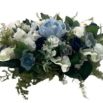 Product: shibaoli DIY Artificial Flower, Artificial White Funeral Flowers, Blue Coffin Topper Memorial Flowers for Grave Outdoor Lawn Yard Funeral Decorations Table Setting