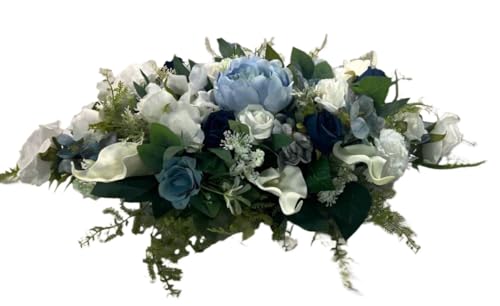 shibaoli DIY Artificial Flower, Artificial White Funeral Flowers, Blue Coffin Topper Memorial Flowers for Grave Outdoor Lawn Yard Funeral Decorations Table Setting - Artificial Flower Arrangements Product: shibaoli DIY Artificial Flower, Artificial White Funeral Flowers, Blue Coffin Topper Memorial Flowers for Grave Outdoor Lawn Yard Funeral Decorations Table Setting