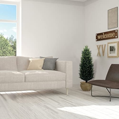 Product: Artificial Topiary Tree 2-Set - Beautiful Realistic Faux Cedar Pines, 4 Feet Tall, UV Protection for Longer Life, 6" Wide Heavy Duty Pots for Outdoor & Indoor Decor
