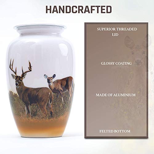 Silky Flower Store Hand Painted Deer Grazing Cremation Urn, Large Adult Memorial Urn, Aluminum, Velvet Bag, 200 Cubic Inches 5 5 Product: BOLD & DIVINE Hand Painted Deer Grazing Cremation Urn | Human Ashes Adult Memorial urn, Burial, Funeral Cremation Urns | 200 Cubic Inches (Large Adult Urn) with Unique Velvet Bag