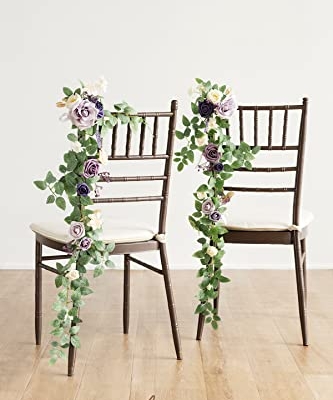 Silky Flower Store Lilac Purple Gold Wedding Chair Decorations, Aisle Floral Swag Faux Arrangement, 10pcs, 30 9 9 Product: Ling's Moment 10pcs Wedding Chair Decorations Aisle Floral Swag Artificial Pew Flowers Hanging Garland Lilac Purple Gold for Ceremony Reception Church Rose Floral Faux Arrangement Party Outdoor Decor