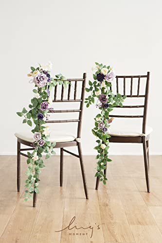 Silky Flower Store Lilac Purple Gold Wedding Chair Decorations, Aisle Floral Swag Faux Arrangement, 10pcs, 30 3 3 Product: Ling's Moment 10pcs Wedding Chair Decorations Aisle Floral Swag Artificial Pew Flowers Hanging Garland Lilac Purple Gold for Ceremony Reception Church Rose Floral Faux Arrangement Party Outdoor Decor