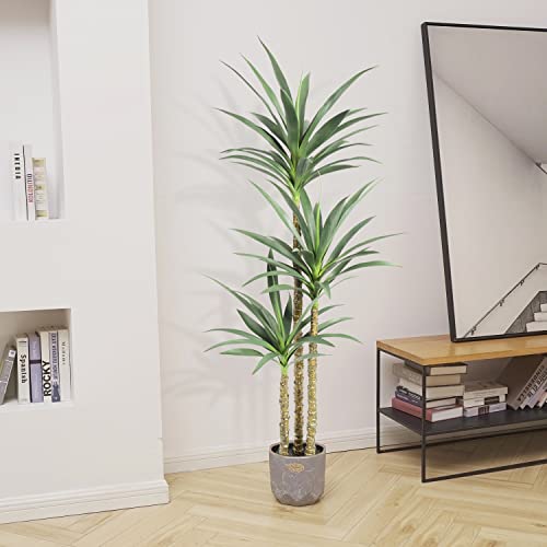 Product: Waoops Artificial Tree 5.3Ft Faux Agave Plant with 3 Heads in Plastic Pot Fake Tree for Home Decor Indoor or Outdoor Office Decoration Housewarming Gift