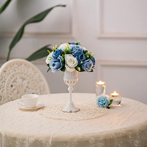 Silky Flower Store Dusty Blue Artificial Flower Ball Centerpieces, BLOSMON Silk Rose Wedding Decor, 6 Pcs, 9.5in x 4.7in 6 6 Product: BLOSMON Flower Ball Centerpieces for Table 6 Pcs Fake Rose Centerpiece Flowers Dusty Blue Artificial Silk Floral Arrangement Center Piece Kissing Bouquet for Wedding Party Home Decor