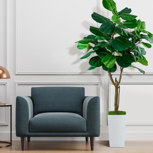 Product: SJSCYD Fiddle Leaf Fig Tree, 6ft Artificial Tree with White Tall Planter, Large Faux Plants Indoor, Fake Fig Tree in Pot for Home Office Bedroom Living Room Decor Garden Outdoor Housewarming Gift