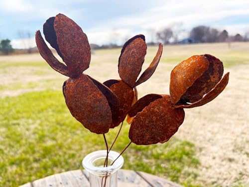 Silky Flower Store Rustic Iron Artificial Iris Flower Set, Handcrafted Metal Stems, Rusted Rust Color, 12in 6 6 Product: shibaoli Plastic Artificial Flower, Rusted Iris 3-Piece Set, Rustic Ironwork - Industrial Handcrafted Sculpture - Unique Quality Weathered Finish (Rusted Iris, 4 inches),Table Setting