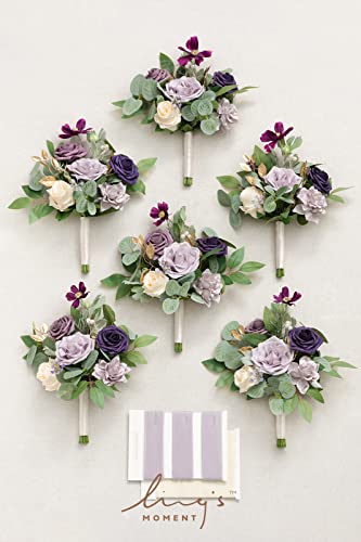 Silky Flower Store Purple Bridesmaid Bouquet Set of 6, Lavender Artificial Wedding Flowers, Silk Foam Bridal Bouquets, 7 inch 4 4 Product: Ling's Moment Artificial Flowers Purple Bridesmaid Bouquet Set of 6, Lavender Wedding Flowers Bouquets for Bridesmaids, 7 Inch Bridal Bouquets for Bridesmaids, Wedding, Ceremony, Anniversary, etc