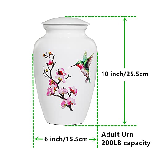 Product: ICOKEE Hummingbird Cremation Urn - Large White Decorative Urn for Adult Ashes - Up to 200 Lbs Capacity