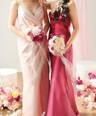 Product: Ling's Moment Pink Bridesmaid Bouquet Set of 4, Blush Pink Wedding Bouquets for Bridesmaids, 7 Inch Bridal Bouquets for Bridesmaids, Wedding, Ceremony, Anniversary, Homecoming, etc.