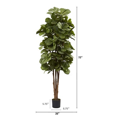 Product: Nearly Natural 6ft Fiddle Leaf Fig Artificial Tree with 6 Natural Trunks, 270 Lush Green Leaves