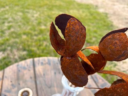 Silky Flower Store Rustic Iron Artificial Iris Flower Set, Handcrafted Metal Stems, Rusted Rust Color, 12in 4 4 Product: shibaoli Plastic Artificial Flower, Rusted Iris 3-Piece Set, Rustic Ironwork - Industrial Handcrafted Sculpture - Unique Quality Weathered Finish (Rusted Iris, 4 inches),Table Setting