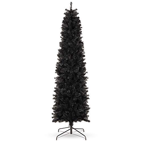 Best Choice Products 4.5ft Black Artificial Holiday Christmas Pencil Tree for Home, Office, Party Decoration w/ 290 Tips, Metal Hinges & Base - Artificial Flower Arrangements Product: Best Choice Products 4.5ft Black Artificial Holiday Christmas Pencil Tree for Home, Office, Party Decoration w/ 290 Tips, Metal Hinges & Base