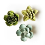 Product: CHIVE ‘Coral’ Artificial Plant — Beautiful, Decorative Ceramic Flower — Unique Tablescape Piece — Small Set of 3 (Green Lotus, Teal Lotus, Green Ranunculus)