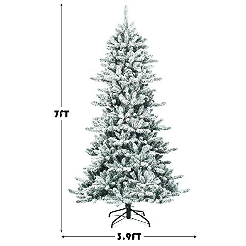 Silky Flower Store 7ft Snow Flocked Artificial Christmas Tree with Pine Cones, Indoor Outdoor Holiday Decor, 7ft 6 6 Product: Goplus 7ft Snow Flocked Artificial Christmas Tree, Premium Hinged Fir Tree with Pine Cones, Perfect Xmas Decoration for Indoor and Outdoor