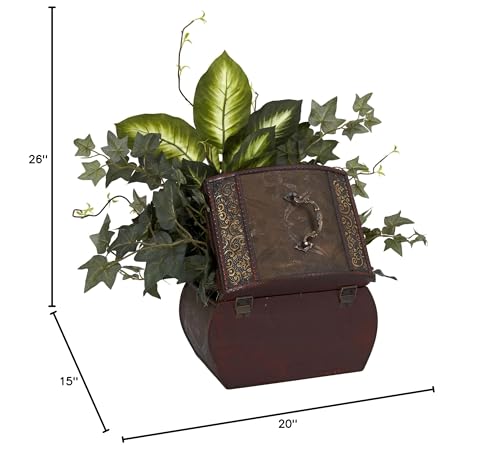 Product: Nearly Natural African Violet, Dieffenbachia & Ivy with Chest Silk Plant