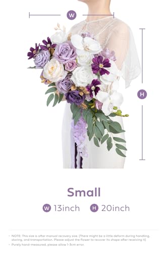 Product: Ling's Moment Purple Bridal Bouquet Cascading, Lilac Wedding Bouquets for Bride, 13 Inch Lavender Bride Artificial Flowers Bouquets