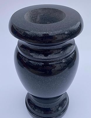 Product: Turned Round Granite Vase Black 5"x9" Shape #2