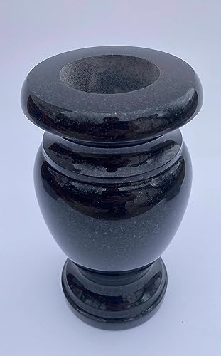Product: Turned Round Granite Vase Black 5"x9" Shape #2