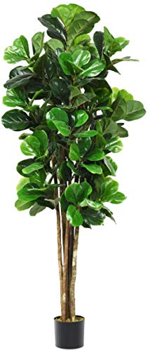 Product: FANTASK 6FT Artificial Fake Fig Tree Greenery Plants in Nursery Pot, Decorative Indoor & Outdoor Fiddle Leaf Trees for Home Office Lobby