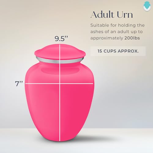 Product: Geturns Embrace Adult Personalized Angel Cremation Urns for Human Ashes I Large Bright Pink Funeral Urn for Adult Men and Women with Double Side Engraving I 200 lbs