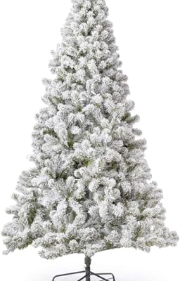 Product: KING OF CHRISTMAS 7 Foot Snow Flocked Artificial Christmas Tree Unlit, Prince Flock Holiday Xmas Tree with Hinged Sections & Metal Stand for Home, Office, Indoor & Outdoor Decoration