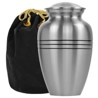 Product: Trupoint Memorials Cremation Urns for Human Ashes, Pewter Decorative Burial Urn for Adult Men & Women, Large Silver