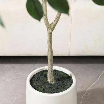 Product: OAKRED Artificial Ficus Tree, 6FT Fake Plastic Plants for Indoor, Faux Ficus Tree with White Planter, Tall Artificial Plants for Home Decor Indoor, Set of 1
