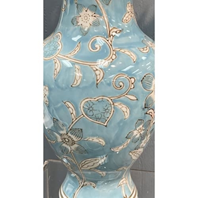 Product: Galt International Light Blue and White Flower & Heart Chinoiserie Ceramic Vase 14"- Hand Painted Antique Style Porcelain Flower Bottle Fishtail Porcelain Chinese Vase for Home Decor Centerpiece