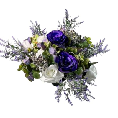 Product: Elegant Artificial Lavender & Purple Rose Funeral Flowers for Outdoor Grave Decorations