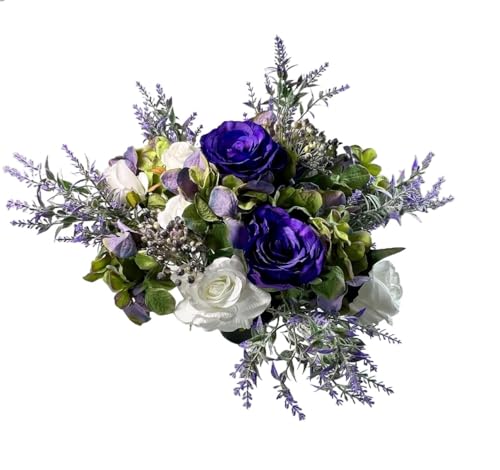 Product: Elegant Artificial Lavender & Purple Rose Funeral Flowers for Outdoor Grave Decorations