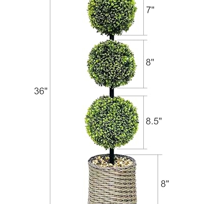 Product: ChrisXiao 3ft Artificial Triple Ball Boxwood Topiary Tree Set of 2, Artificial All Year Green Fake Plant Ball Trees, UV-Resistant Indoor/Outdoor Porch Decor with Sturdy Pot