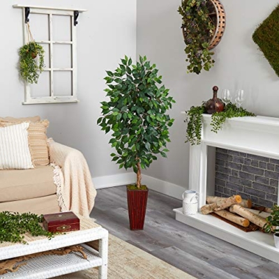 Product: Nearly Natural 5ft. Ficus Artificial Tree in Bamboo Planter