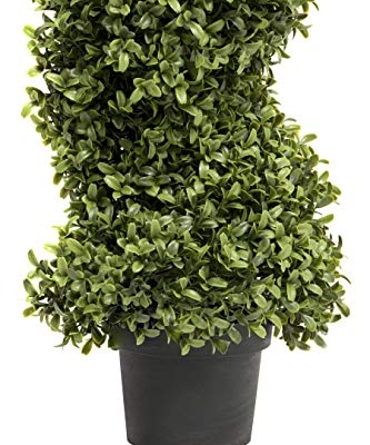 Product: 2x Artificial Spiral Boxwood Topiary Trees | Realistic Artificial Design | UV Protected for Outdoor Use | Indoor and Outdoor Use | Elegant Decoration (4ft/120cm)
